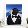 Penguin in clothes, animal print, wall art - A5 - Glossy - Glacier