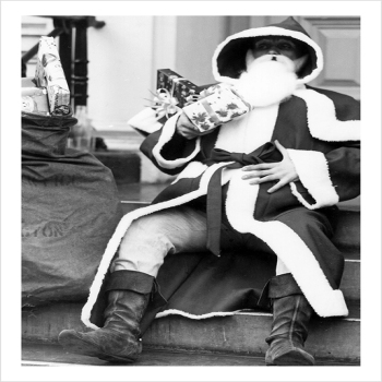 Santa Taking a Breather - a 17.5 x 12.5cm Christmas Card from Holy Mackerel's Alternative Image Range of Festive Designs.