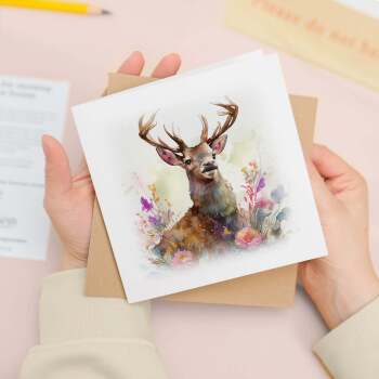 Notelet Card of a Stag For Anyone Any Occasion Card For Her or For Him Card For Birthday or Easter Card Thank You Card