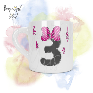 Personalised Bow with Streamers 3rd Birthday Number Smug Mug® (6oz)