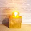 Large wooden Rustic Industrial Lamp Inset – Reclaimed Wood – Quirky Square Rectangle – Desk Lamp Table Lamp –