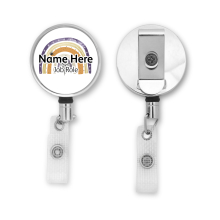 Personalised Metal ID Reel - Halloween Spider Web Rainbow