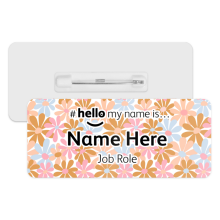 #hello my name is... Name Badge - Bright Pastel Retro Daisies