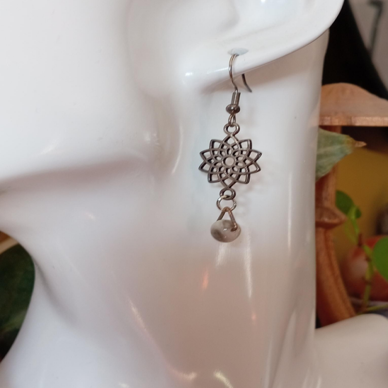 Crazy Lace Agate Crystal Sterling Silver Earrings