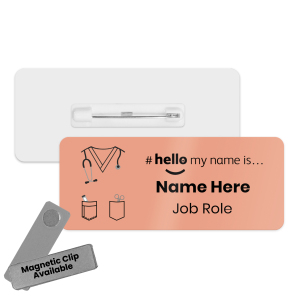 Name Badge - Colour Nurse Scrubs Hello My Name is... - Coral