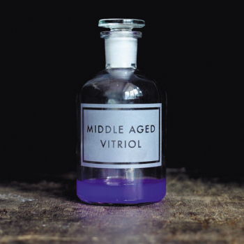 Holy Mackerel middle aged vitriol retro themed blank greeting card for him or her - designed by Andy Poplar - 15cm square and blank inside for your message