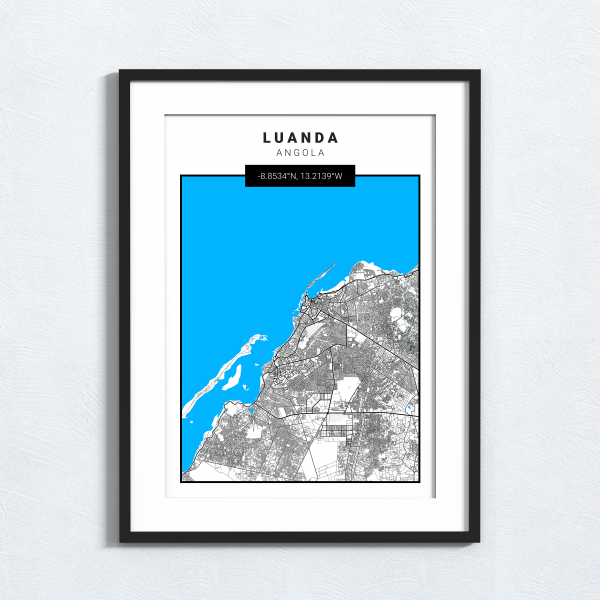 Luanda - Angola - Map Print - A4