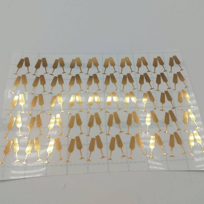 100 Champagne Flute Stickers for Weddings or Celebrations