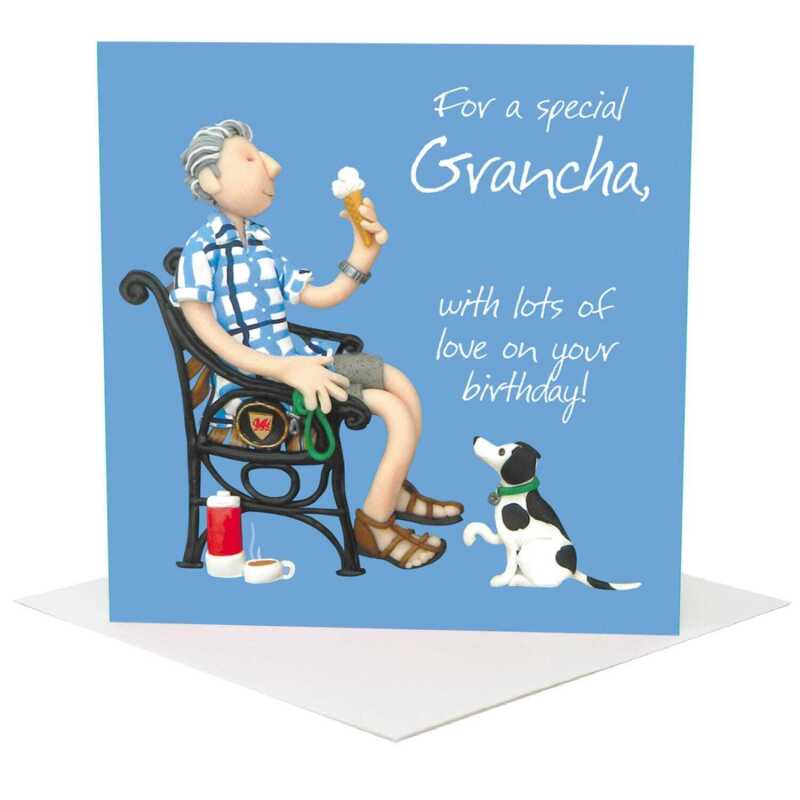 Special Grancha birthday card for him - designed by Erica Sturla - 15cm square and blank inside, made in the UK