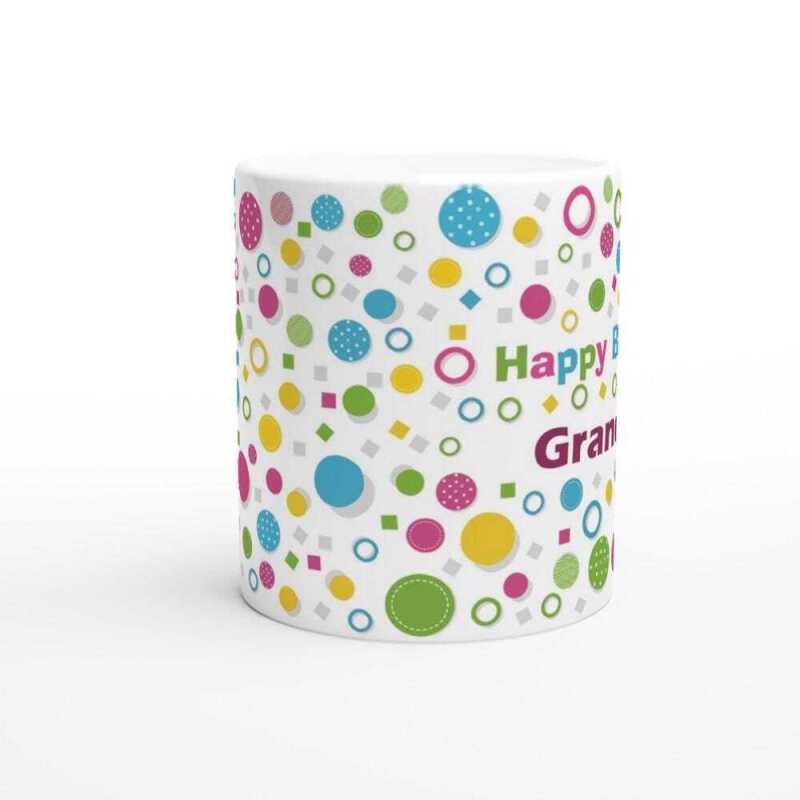Custom Colour Dot Happy Birthday Mug - Ceramic White
