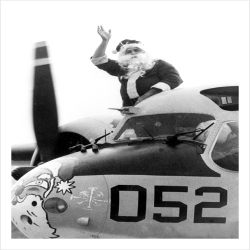 Father Christmas and Airplane - a 17.5 x 12.5cm Christmas Card from Holy Mackerel's Alternative Image Range of Festive Designs.