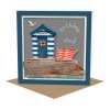 Birthday ahoy! - quayside beach hut themed birthday card - designed by Seth Draper - 15cm square and blank inside, made in the UK