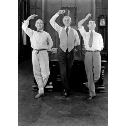 Holy Mackerel three men dancing retro black and white photographic card featuring a vintage image of an early film still - 12.6 x 17.7cm and blank inside