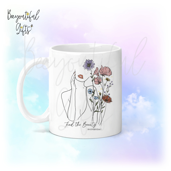 Find The Beauty In Everyday Vintage Style Line Art Ceramic Mug