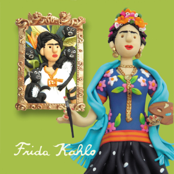 Kahlo, an art themed greetings card from Erica Sturla's Artist at Work range, 150mm square and blank inside for your message