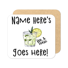 Personalised Cocktail Coaster - Hand Drawn Gin & Tonic