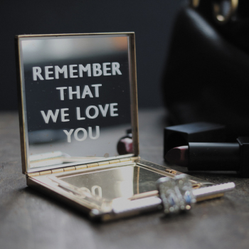 Holy Mackerel we love you retro themed blank greeting card for him or her - designed by Andy Poplar - 15cm square and blank inside for your message