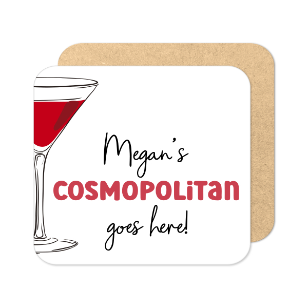 Personalised Drinks Coaster - Hand Drawn Cosmopolitan