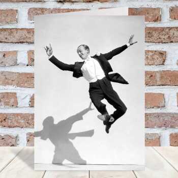 Fred Astaire and shadow - vintage black and white themed card - 12.6 x 17.7cm and blank inside - made in the UK