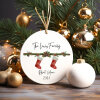 Personalised Christmas Stocking Decoration, Family Christmas Tree Ornament, Stocking Decoration, Christmas Bauble, Family And Pet Decoration - RED