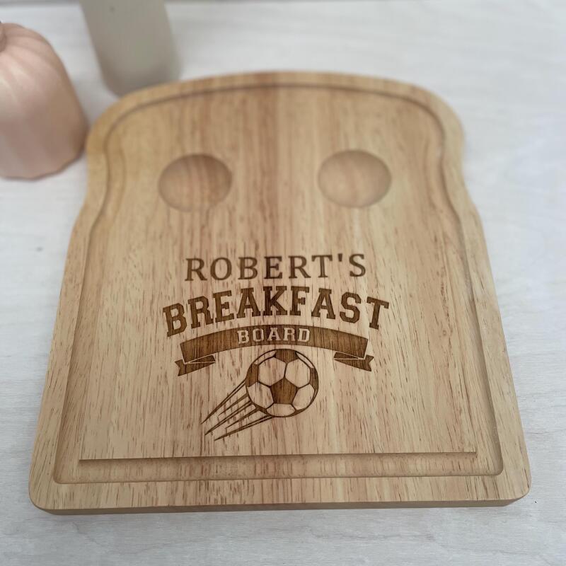 Personalised Dippy Egg Breakfast Board / Football Themed Gifts for Kids / Personalised Egg and Toast Board / Egg Cup Tray Birthday Easter - Dippy Egg - Dinosaur