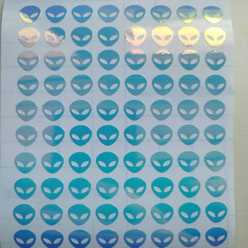 Glow in the Dark Alien Stickers in 1 inch or 0.5inch sizes - 1