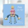Funny female happy new hip card to send get well wishes - designed by Erica Sturla - 15cm square and blank inside, made in the UK