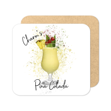 Personalised Pina Colada Coaster with Splash Effect - Standard Wooden Coaster