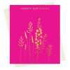 Happy birthday card with a pretty gold foil meadow print - designed by artist Eloise Hall - 15.7 x 11cm and blank inside