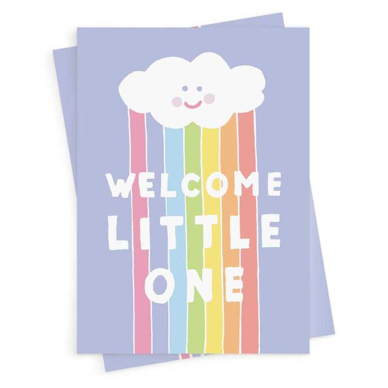 Welcome little one, unisex new baby card with a gorgeous printed envelope - 12 x 17cm and blank inside - made in the UK