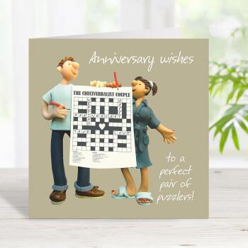 Crossword themed anniversary card for a couple of puzzlers - designed by Erica Sturla - 15cm square and blank inside