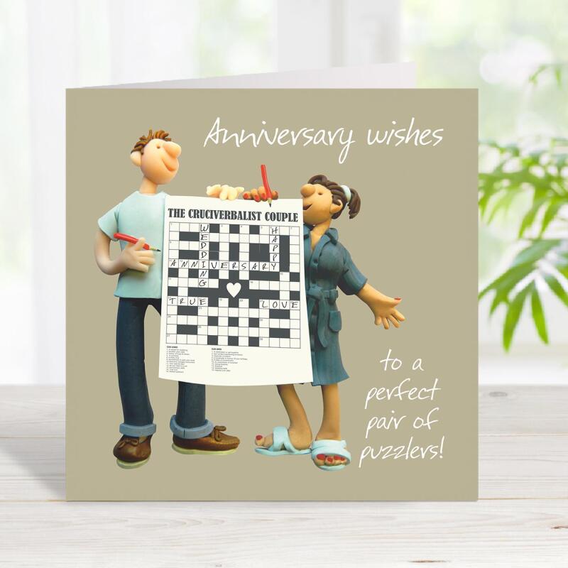 Crossword themed anniversary card for a couple of puzzlers - designed by Erica Sturla - 15cm square and blank inside