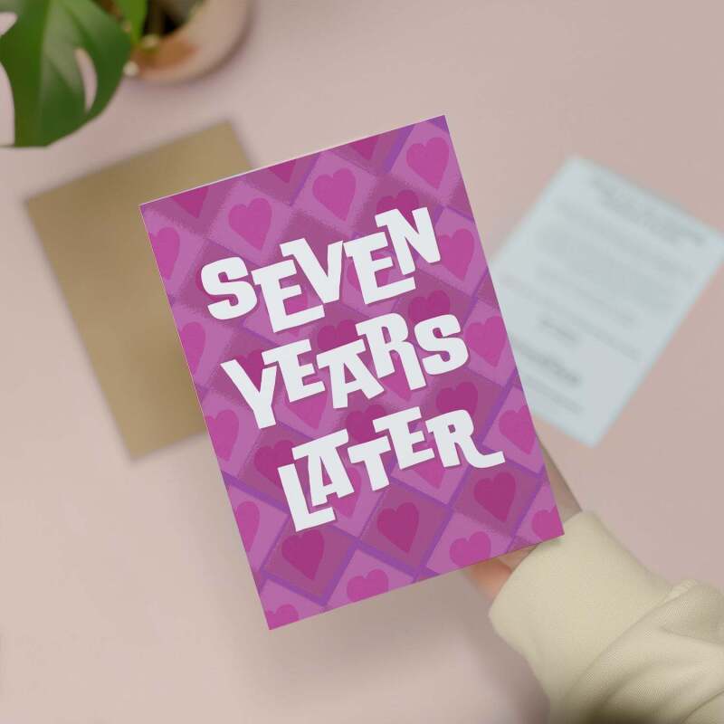 7th Wedding Anniversary Card For Wife Anniversary Card for Husband Anniversary Card For Boyfriend or Girlfriend Seventh Anniversary Gift - Large (5x7) / Blank Message