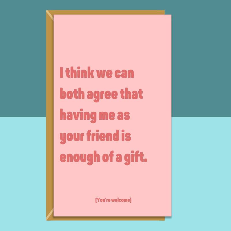 Funny Friend Birthday Card - Personalised - For Him or For Her - Pink Card - For Bestie - Blank inside