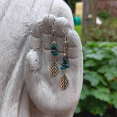 Chrysocolla Crystal Chip & Leaf Sterling Silver Earrings