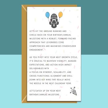 Funny Birthday Card Personalised for Co-worker or Boss â€“ Office Humour Linkedin Style Corporate Jargon â€“ Rude Birthday Card for Him or Her