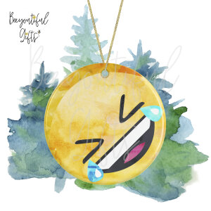 Watercolour Emoji Ceramic Christmas Tree Decoration - Roll On The Floor Laughing