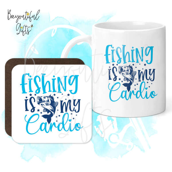 Mug & Coaster Set - Fishing Is My Cardio