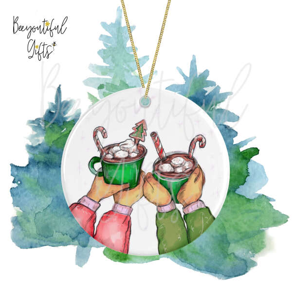 Ceramic Christmas Tree Decoration - Hand Drawn Christmas Hot Chocolate