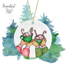 Ceramic Christmas Tree Decoration - Hand Drawn Christmas Hot Chocolate