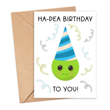 Birthday Card - Ha-Pea Birthday To You - Small (Approx. A6 | 105mm x 148mm | 4.1in x 5.8in) - Standard Smooth Card