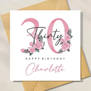 Personalised Birthday Card - Floral 30th