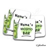 Personalised Bar Runner Mat, Cocktail Bar MOJITO Beer Mats & 4 x Drinks Coasters Gift Set Garden Bar Sets/ Personalised Mats Mojito Cocktail - Set of 4 Coasters