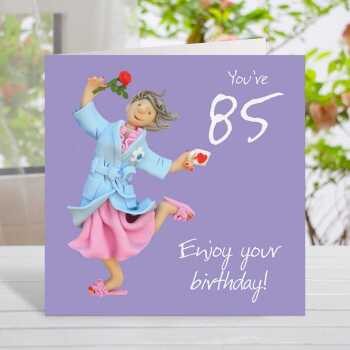 85th birthday card for her - designed by Erica Sturla - 15cm square and blank inside, made in the UK