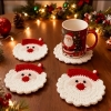 Christmas Santa Claus Hand-Crocheted Coaster Set
