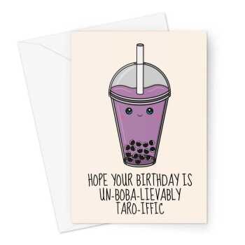 Taro Bubble Tea Birthday Card For A Friend
