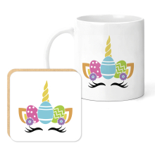 Easter Mug & Coaster Set - Cartoon Easter Unicorn