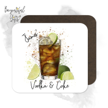 Personalised Vodka & Coke Coaster with Splash Effect