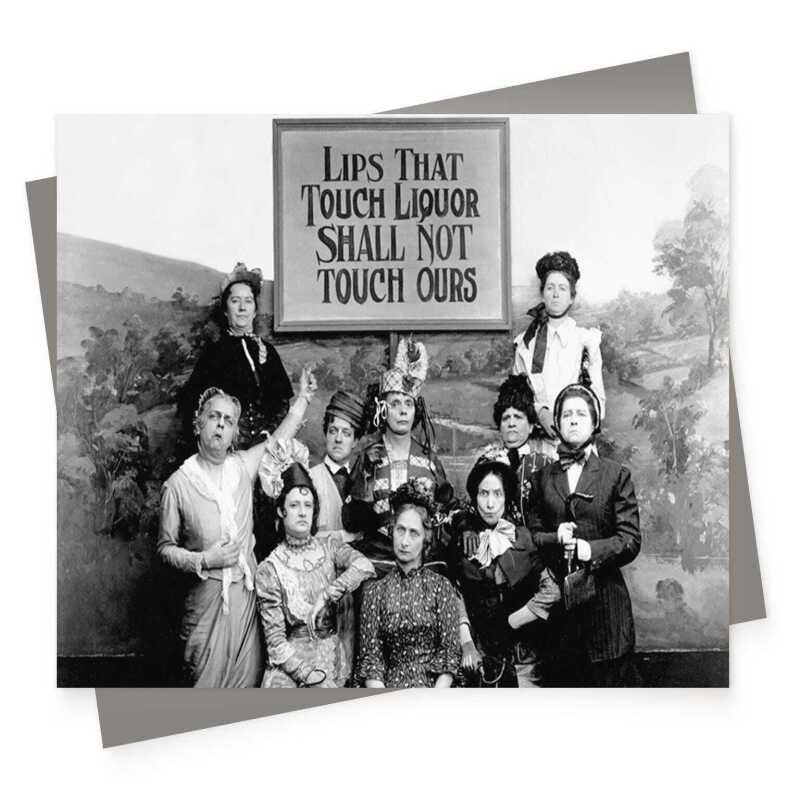 Lips that touch liquor shall not touch ours, vintage black and white themed card  - 12.6 x 17.7cm and blank inside - made in the UK