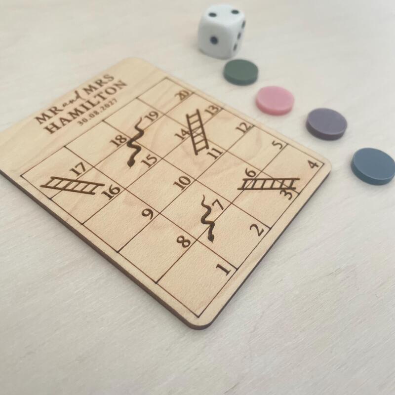 Snakes and Ladders Table Top Wedding Favour Game / Wedding Games / Personalised Favours / Snakes & Ladders - Small - Coloured Discs
